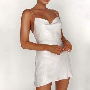 MESHKI Mini Satin Dress - White (L)